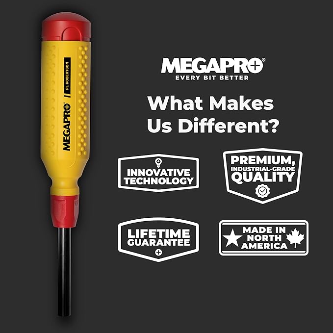 MEGAPRO® 15-in-1 Original Multi-bit Screwdriver | Home DIY & Repair | Construction | Tradeswork | 14 Industrial-grade bit tips | 1/4" Hex Drive in shaft (PL Robertson)