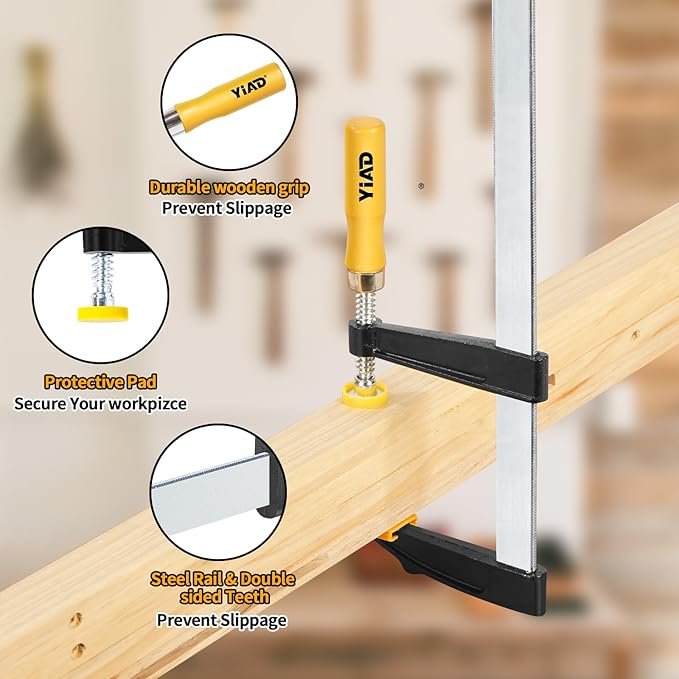 2-Pack Bar Clamps for Woodworking, 12-inch Clamp Heavy Duty Steel F-Clamp Sets with 600 Lbs Load Limit, Adjustable Parallel for Metal Working, Woodworking Tools