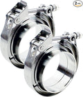 3.5 inch V Band Clamp - 2 sets of Quick Release Vband Clamps with Male Female Flanges Stainless Steel for exhaust system, turbocharger, downpipe and mufflers (3.5" - 2 Pack)