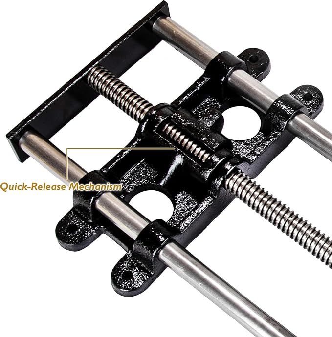 O'SKOOL 9 Inch Quick Release Workbench Front Vise for Woodworking, Heavy Duty Cast Iron Bench Vise with Beechwood Handle