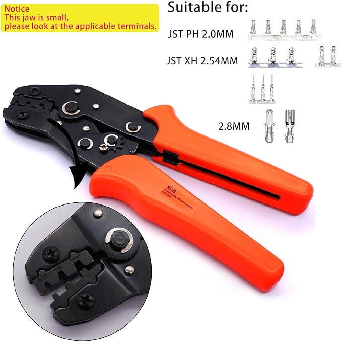 Twidec/Wire Crimping Pliers 0.25-1mm² Dupont Crimping Tool Ratcheting Wire 30-18AWG Crimping Tools Manual Crimp Fold Tool For 3.96mm, 2.54mm, 2.5mm Dupont JST XH Connectors SN-28B