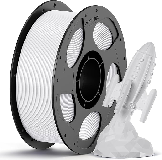 ANYCUBIC PETG Filament 1.75mm, 3D Printer Filament, Dimensional Accuracy +/- 0.02mm, Exceptional Toughness, Print with Most FDM 3D Printers, 1KG Reusable Spool, White