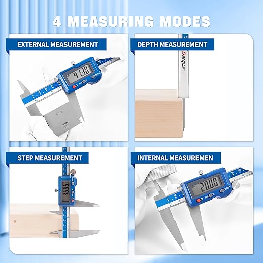 Dasqua High Precision 12 Inch/300mm Electronic Micrometer Digital Caliper Stainless Steel with Large LCD Screen Auto Off Featured Measuring Tool