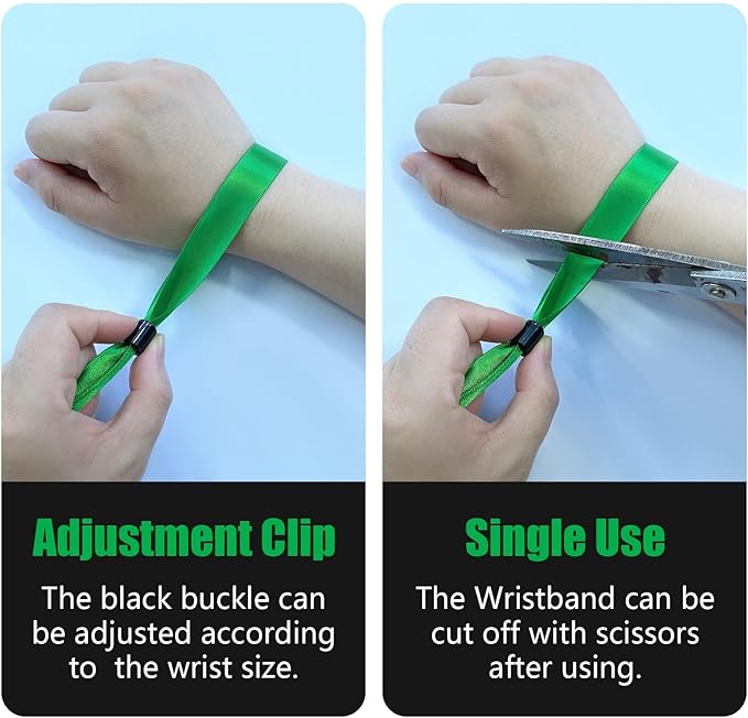 100 Cloth Wristbands for Events, Lightweight Concert & Club Entry (Green)