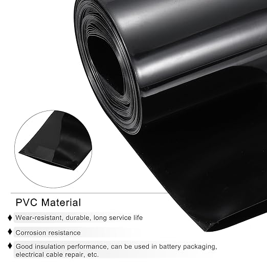 MECCANIXITY Battery Wrap PVC Heat Shrink Tubing 60mm Dia 95mm Flat 33 Feet(10meters) Black Good Insulation for Battery Pack