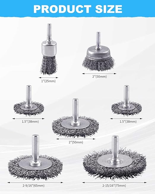 Rocaris 21-Pack Carbon Steel Wire Wheel, Cup, Pen Brush Set with 1/4-Inch Round Shank for Rust Removal, Corrosion and Scrub Surfaces