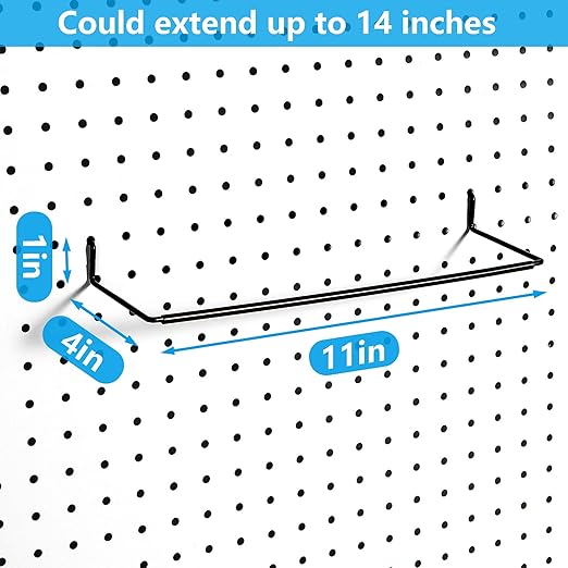 Paper Towel Holder for Pegboard, Extendable, Fit Any Standard Pegboard, 4 Packs, Black