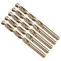 Drill Bit, 19/64" Cutting Diameter (7.541mm), 4241 HSS Gold 118° Cutting Angle Versatile Jobber Bits - (Applications: for Drilling Plastic Wood Soft Thin Metal), 5-Pieces