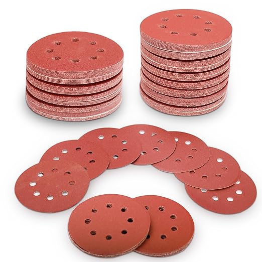 100 PCS 5 Inch Sanding Discs 150 Grit Hook and Loop Adhesive Round Sandpaper for Random Orbital Sander