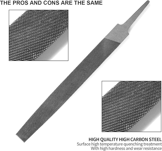 8" Flat Medium Cut File, Double Cut Teeth, Made of High Carbon Steel, Single Hand File Without Handle, Suitable for Shaping Metal, Wood, etc.