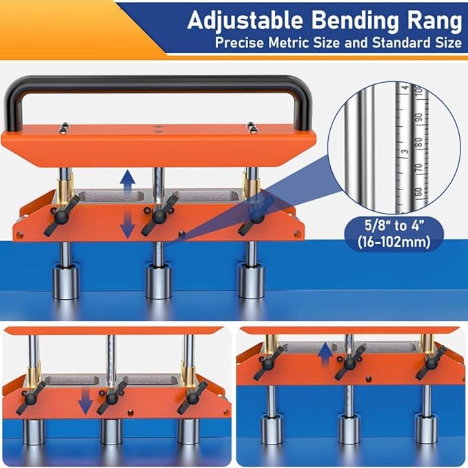 3 Station Roller, 0-90 ° Angle Large Radius Sheet Roller Bender, Aluminum Standing Seam Roofing Tools (Brown)