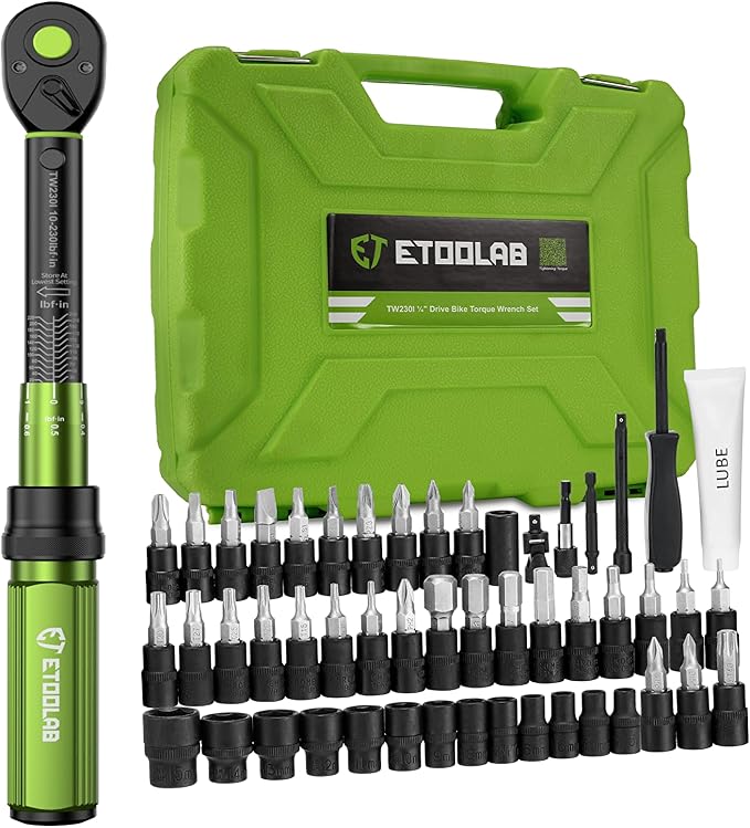 1/4 Torque Wrench, 52Pcs Dual-Range【10-230 in.lb/1-26 Nm】±3% Precision Inch Pound Torque Wrench 1/4 Drive, 72 Tooth Dual-Direction Bike Wrench Set for MTB, E-Bike, Moto Maintenance