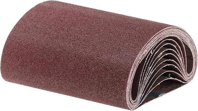 uxcell 10pcs 8" x 19" Sanding Belts 40 Grits Aluminum Oxide Abrasive Belt Sander Paper Sanding Papers for Metal Wood Grinding Polishing, Reddish Brown