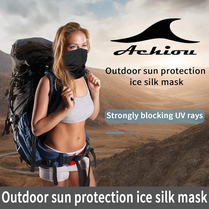 Achiou Cooling Neck Gaiter Face Cover Scarf, UV Protection Mask for Men and Women,Soft Windproof, Hiking Cycling Running