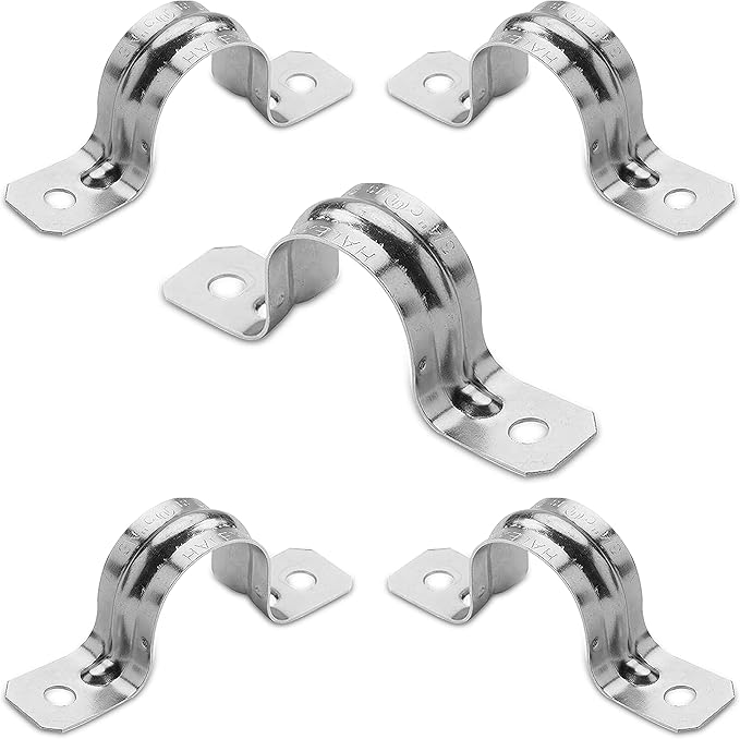 OhLectric OL-48171 Two Hole Rigid Pipe Strap - Sturdy Steel Strap Clamps - Zinc Plated Steel - Reinforced Rib - Corrosion Resistant - Easy to Install - 2 Inches (Pack of 5)
