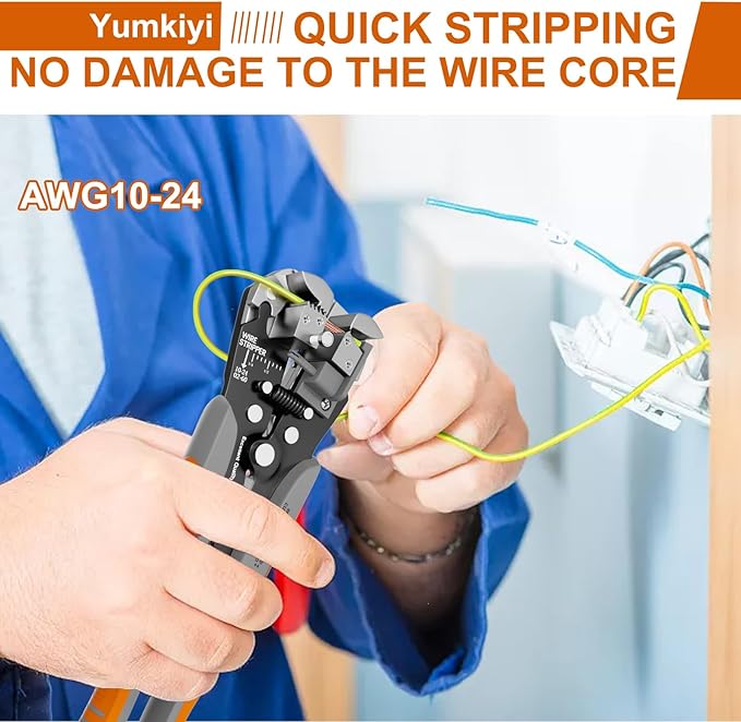 Self-Adjusting Wire Stripper Tool, 3 in 1 Stripper/Cutter/Crimping, Heavy Duty Automatic Electrical Wire Strippers for AWG24-10,Quick Strip with Cutters & Crimper