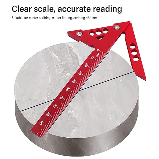 Center Finder Woodworking, Center Finder Tool, 45 Degree Scribe Tool, Aluminum Alloy Round Bar for Wood, Precise Measurements, Drill Press
