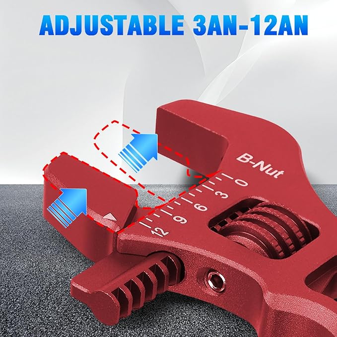 AN Hose Fitting Adjustable Wrench 3AN-12AN Lightweight Aluminum (Red-Non-Marring)
