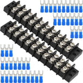 Terminal Block,2 Pack 10 Circuits 20-30A 200v-450v Dual Row Screw Terminals Strip +40 PCS Heat Shrink Wire Connectors