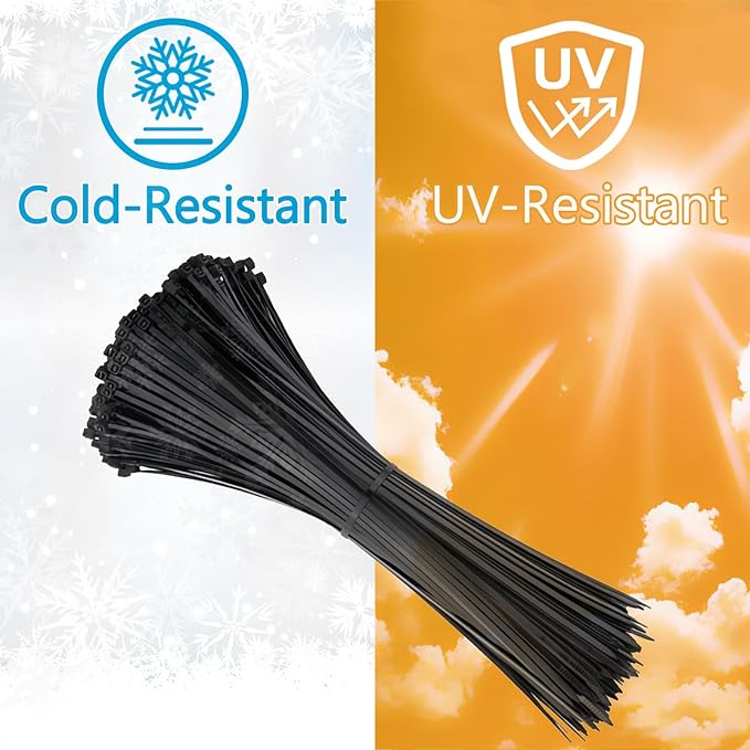 Zip Ties 16 inch(1000 Pack), 60 lb, Black Cable Ties, UV Resistant Wire Ties for Indoor and Outdoor Use, Paloka