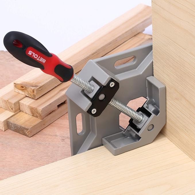 WETOLS Corner Clamp for Woodworking 2PCS 90 Degree Right Angle Clamp with Adjustable Aluminum Alloy Swing Jaw, Single Handle Clamps for Woodworking, Photo Framing, Gifts for Men Dad