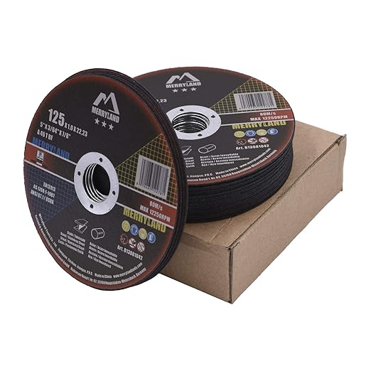 Merryland Cut Off Wheel 5 inch for Angle Grinder, Metal Cutting Wheel 5 X .045 X 7/8 Ultra Thin 25 Pack, Iron Stainless Steel Cutting Disc, Bravo-Line B13081042