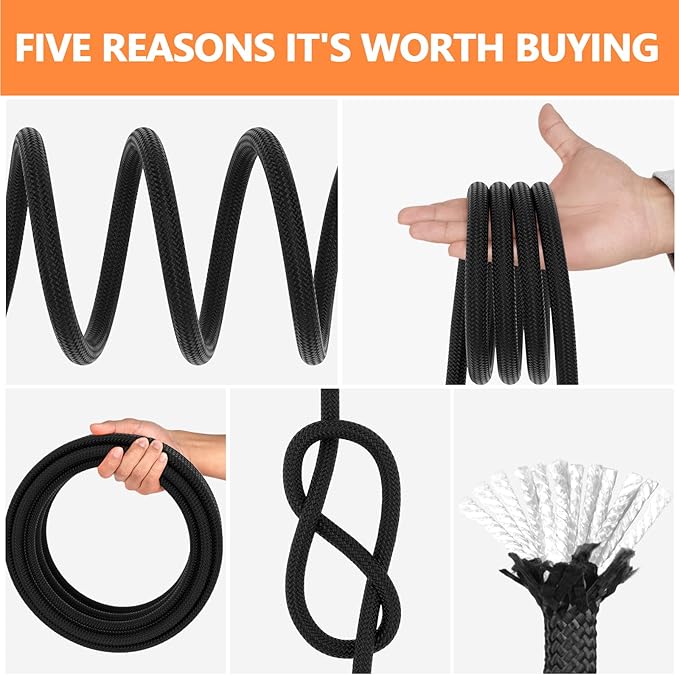 X XBEN Braided Polyester Arborist Rope 1/2 inch X 170ft, 48 Strands, 12 Inner core,5174 LBS Breaking Strength Outdoor Ropes, Arborist Rigging Rope for Rock Hiking Camping Swing Tree Rescue,Black
