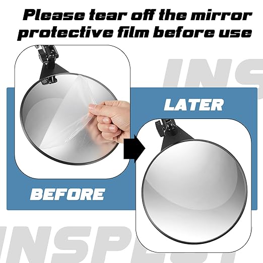 Barydat 4 Pack Under Vehicle Inspection Mirror with Telescoping Handle and Light 8 Inch Diameter Security Angle Adjustment Handheld Inspection Mirror for Under Car Truck Equipment Over Shelf