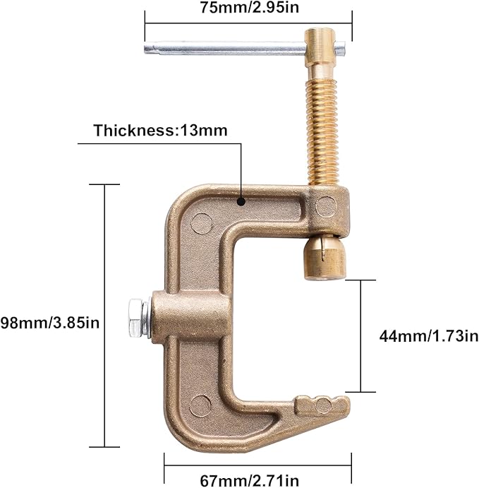 Welding Ground Clamp 500Amp G-style Solid Brass Clamping Range up to 44mm Earth Clamp For TIG/MIG/MMA Tig Welder Machines