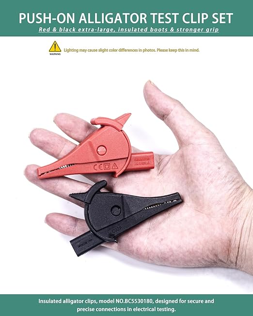 Multimeter Alligator Clips, Heavy Duty Alligator Clips Set Full Insulated with 4mm Banana Jack Socket for Electrical Test
