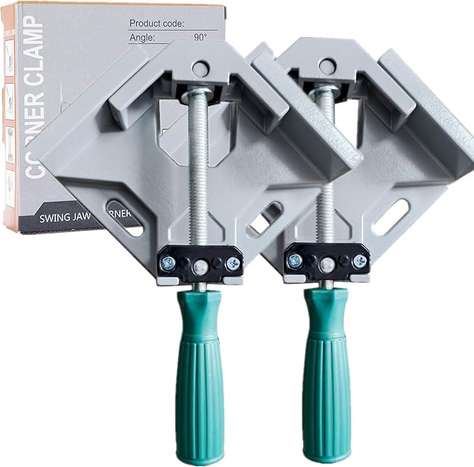 Durable Sturdy Right Angle Clamp 90°, Multi Function Right Angle Clamp with Skid Handle for Woodworking, Aluminum Alloy Adjustable Swing Jaw, Tools for Assembly Alignment Welding Picture (2, A.)