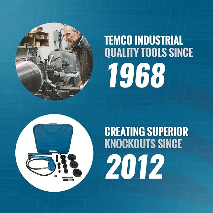TEMCo Hydraulic Knockout Punch TH0004 - Electrical Conduit Hole Cutter Set KO Tool Kit 5 Year Warranty