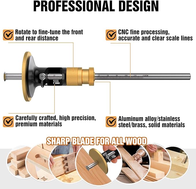 Only blade-Wheel marking gauge, rolling blade, woodworking dovetail scribing gauge, scriber marking tools, essential tools for woodworking projects (Blade 3pcs)