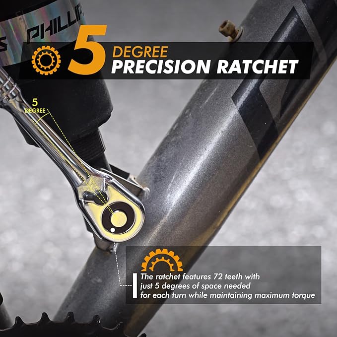 3/8 Drive Ratchet Wrench, 72-Tooth 3/8 Ratchet Socket Wrench with Quick-release and Reversible Switch(3/8 inch)