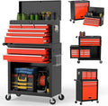 On Shine 8 Drawer Rolling Tool Chest, Large Capacity Rolling Tool Box with Wheels, Locking Mechanical Tool Chest, Portable Tool Box with Sliding Drawers,Metal Tool Box for Garage Workshop (BlackRed)