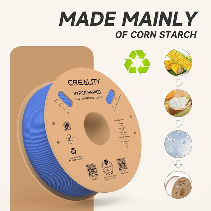 Official Creality Hyper PLA Filament 1.75mm, High Speed PLA 30-600mm/s 3D Printer Filament, Dimensional Accuracy +/-0.02mm, Fit Most FDM 3D Printers，1KG(2.2lbs) Spool Blue