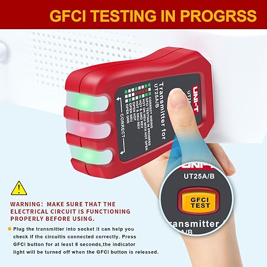 UNI-T AC Circuit Breaker Tracer Finder Tool with Adaptor & Electrical Integrated GFCI Outlet Tester, 90-120V Adjustable Sensitivity Beep Indicattion Alligator Banana Clip Adaptor