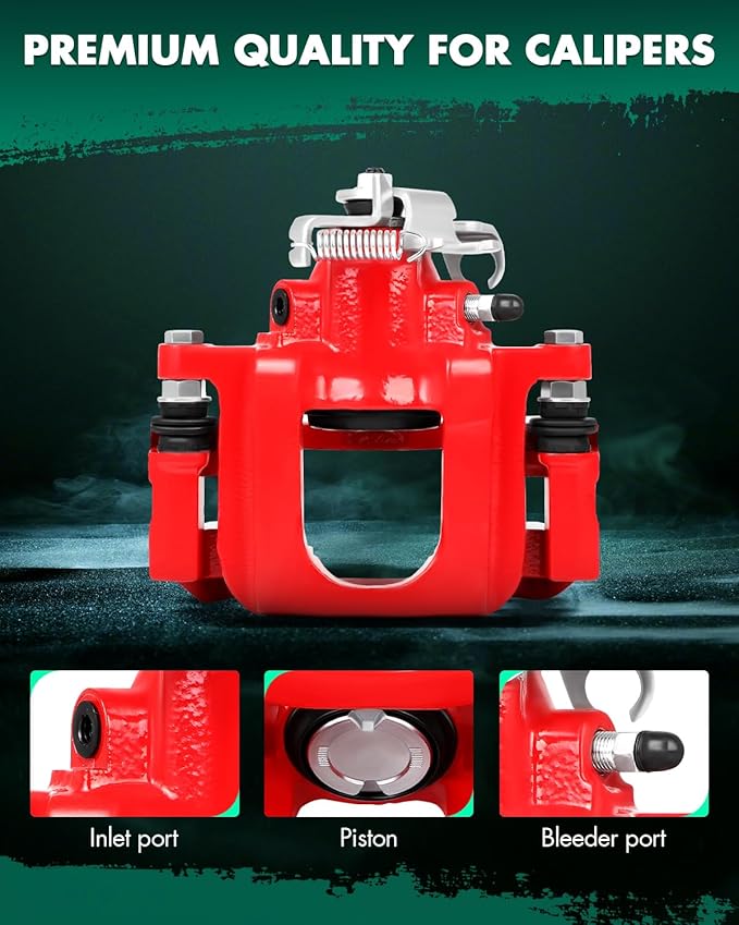 SCITOO 18B5081 18B5080 Disc Brake Calipers Assembly with Bracket Red Fit For Chrysler Town & Country 2008-2012,For Dodge Grand Caravan 2008-2012,For Ram C/V 2012,For Volkswagen For Routan 2009-2012