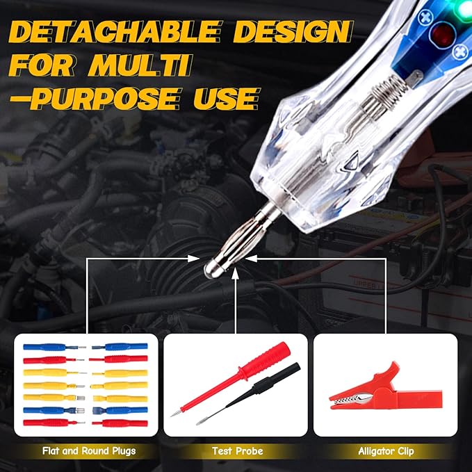 Test Light Probe Kit, 3-72V DC LED Digital Automotive Circuit Tester with Voltmeter, 18 Pieces Multi Function Auto Fuse Voltage Tester Electric Probe Test Kit with Black Carrying Case