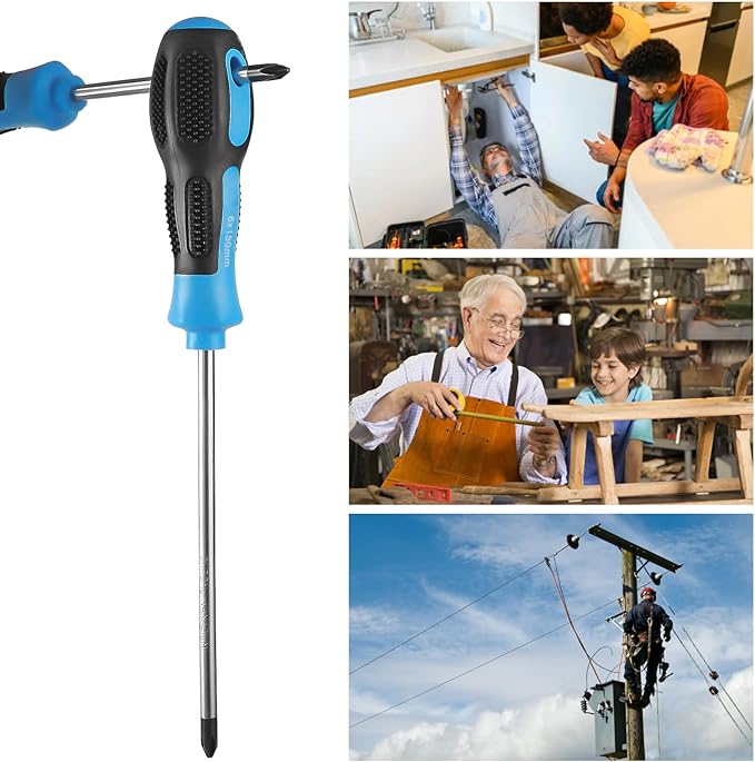 Magnetic long Screwdriver Set 10 PCS,5 Phillips and 5 Flat Head Precision Screwdriver,Professional Cushion Grip and Non-Slip for Repair Home Improvement Craft