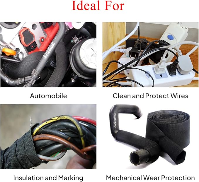 2 in 1 Heat Shrink Braided Sleeving Fabric Tubing-Perfectly fit Irregular Shape Hose/Cable/Wire (1/2"(12mm), 32FT)