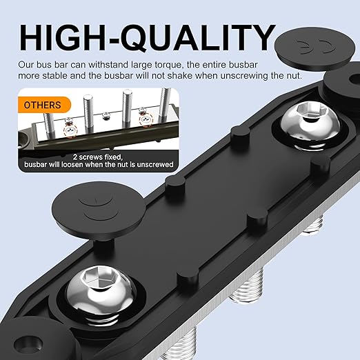 Upgrade 275A 12V Bus Bar Battery Power Distribution Block Car Audio 12 Volt DC Busbar 4 x 3/8" Posts 6 x #8 Screws for Marine Automotive RV and Solar Wiring