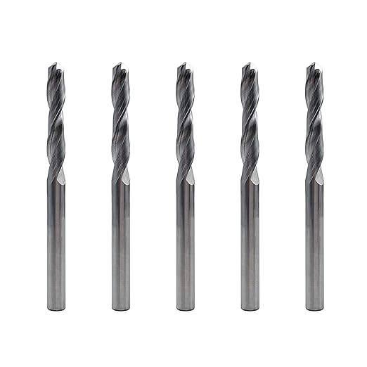 1/4" Solid Carbide Jobber Drill Bits with Straight Shank and 118° Point Angle, Made from K20 Tungsten Carbide,Applications: for Stainless Steel Alloy Metal, 5-Piece