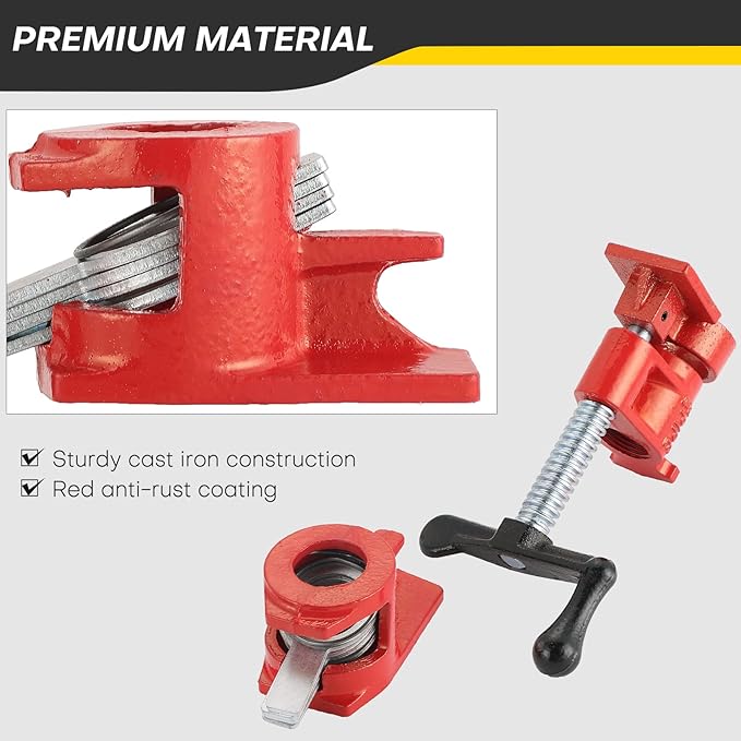 Wood Gluing Pipe Clamp Set | 3/4" Heavy Duty Woodworking Cast Iron Pipe Clamps Quick Release Pipe Wood Clamps (8 Pack, 3/4")