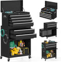 6-Drawer Tool Chest, Rolling Tool Storage Cabinet with Enhanced Packaging, Detachable Top Tool Box, Liners,Tray Divider, Metal Tool Cart for Workshop Garage, Black