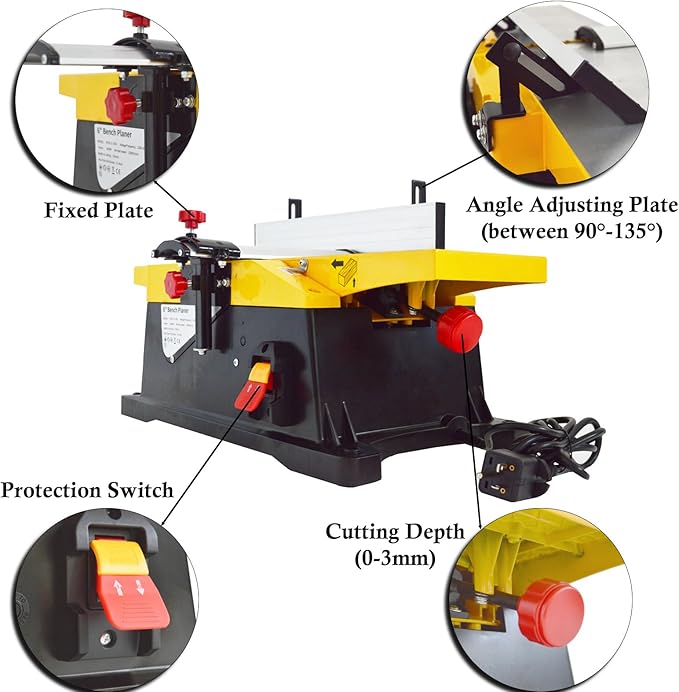 Woodworking Planer 22.8"x6.1" 12000rpm Benchtop Electric Planer Flat Planer Electric Wood Jointer AC220V