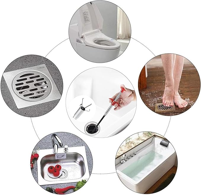 Flexible grabberDrain Snake Tool - The Ultimate 61inch Flexible Grabber for Hair, Unclog Any Drain in Minutes! Gunk & Debris in Sinks, Showers & Tubs. No More Chemicals, Just Quick Results!
