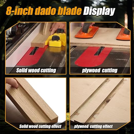 8 Inch Stacking Dado Blade Set,Replace for Freud 8" Dado Set,Compatible with SawStop,Jet,Dewalt,Bosch 8 Inch & 10 Inch Table Saw,Grooves from 1/4" to 7/8" Inch,5/8 Arbor,16 Pieces