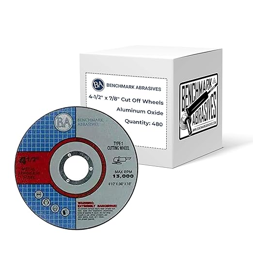 Benchmark Abrasives Grinder Cut Off Wheels 4 1/2 Inch Aluminum Oxide Thin Type 1 Angle Grinder Cutting Disc for Metal, Stainless Steel - with 7/8" Arbor Hole, Fast Grinder Cutting Wheel - 24000 Count
