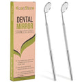 Dental Mirror Stainless Steel with Handle 6.5", Dentist Tool for Teeth Cleaning Plaque, Mouth Inspection, Lash Extension Mirror, Eyelash Extensions Dental Mirror Inspect Instrument Makeup - Pack of 2